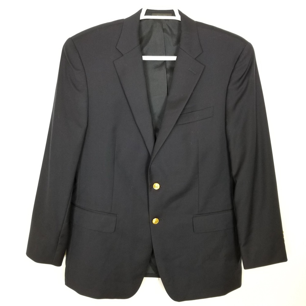 Lauren Ralph Lauren Men 100% Wool Blazer Jacket Sz 41 R Navy Gold Button  Preppy